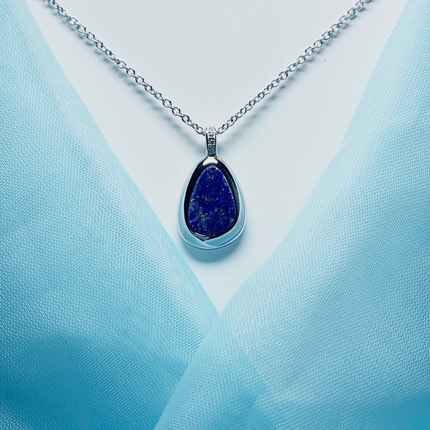 Lapis Lazuli Pear Shaped Sterling Silver Necklace