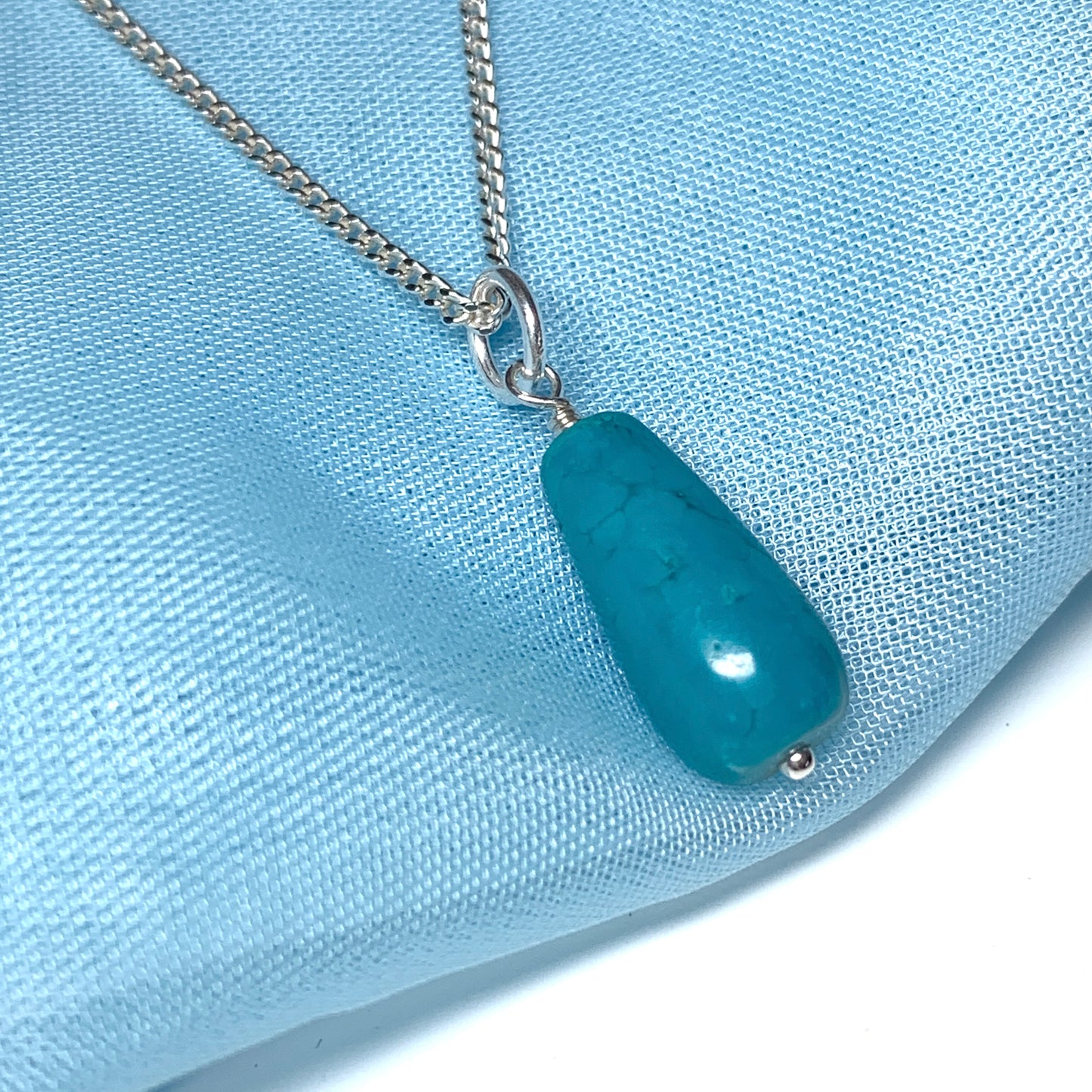 Medium Turquoise Peardrop Sterling Silver Necklace
