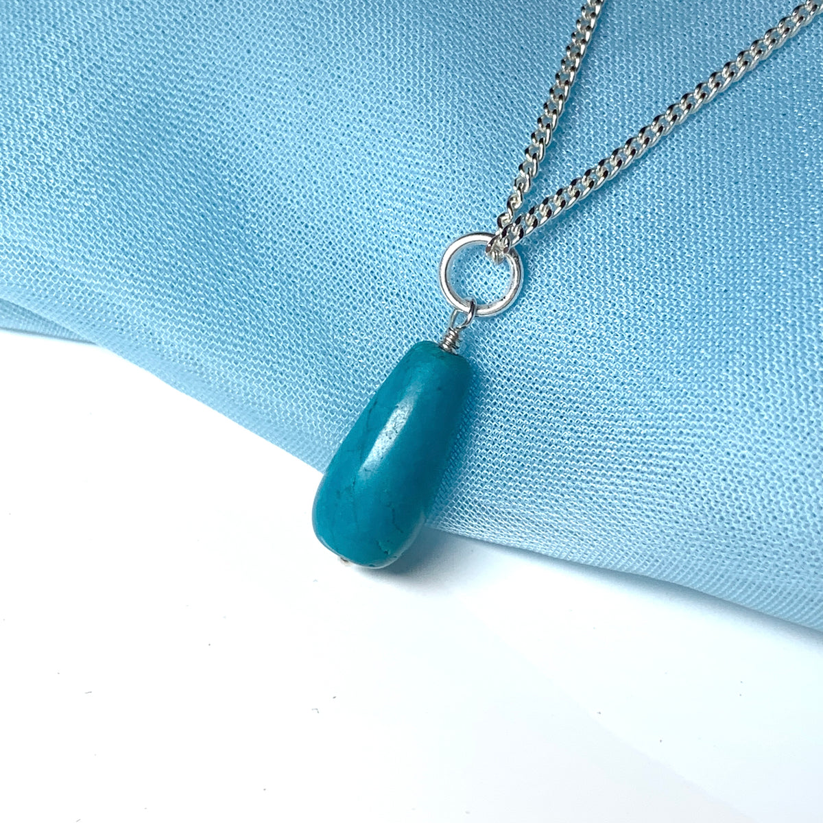 Medium Turquoise Peardrop Sterling Silver Necklace