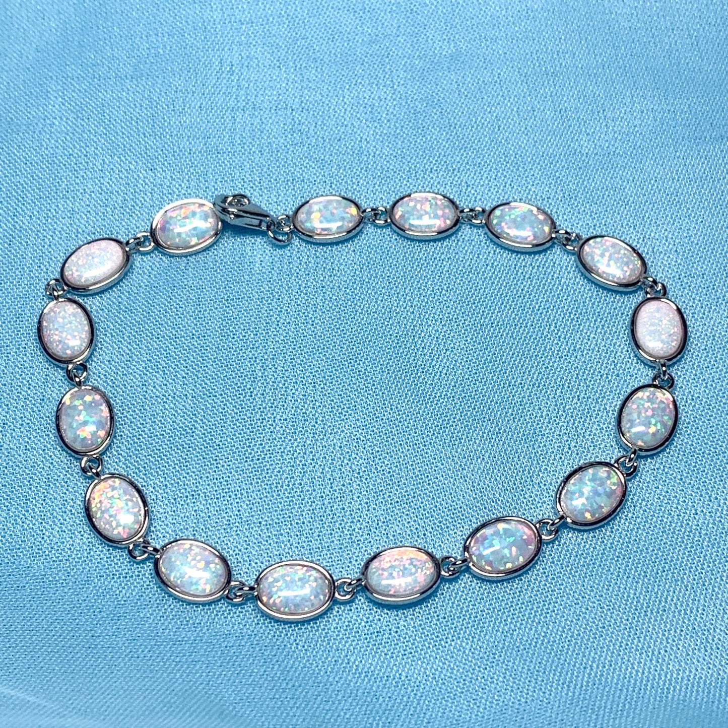 Oval opal bracelet sterling silver ladies