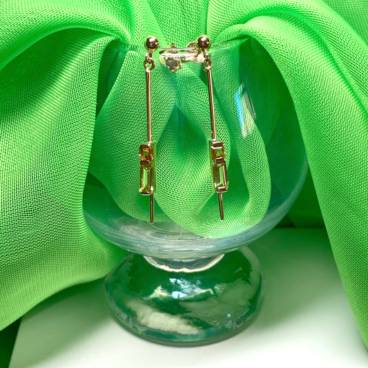 Peridot and citrine yellow gold drop earrings