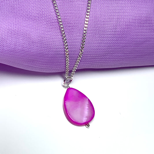 Pink Mother of Pearl Balloon Sterling Silver Necklace
