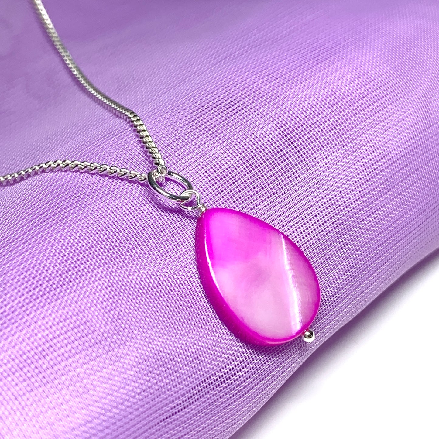 Pink Mother of Pearl Balloon Sterling Silver Necklace
