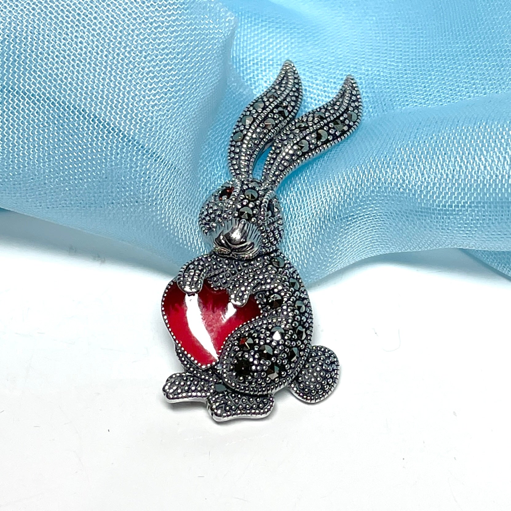 Rabbit sterling silver brooch and necklace