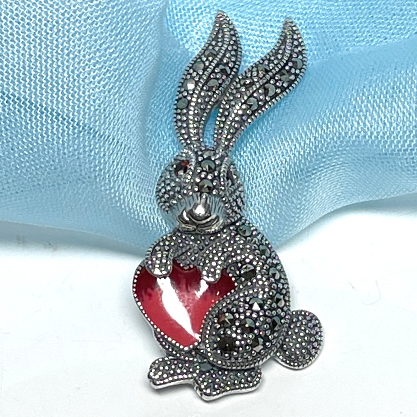 Necklace and brooch silver rabbit
