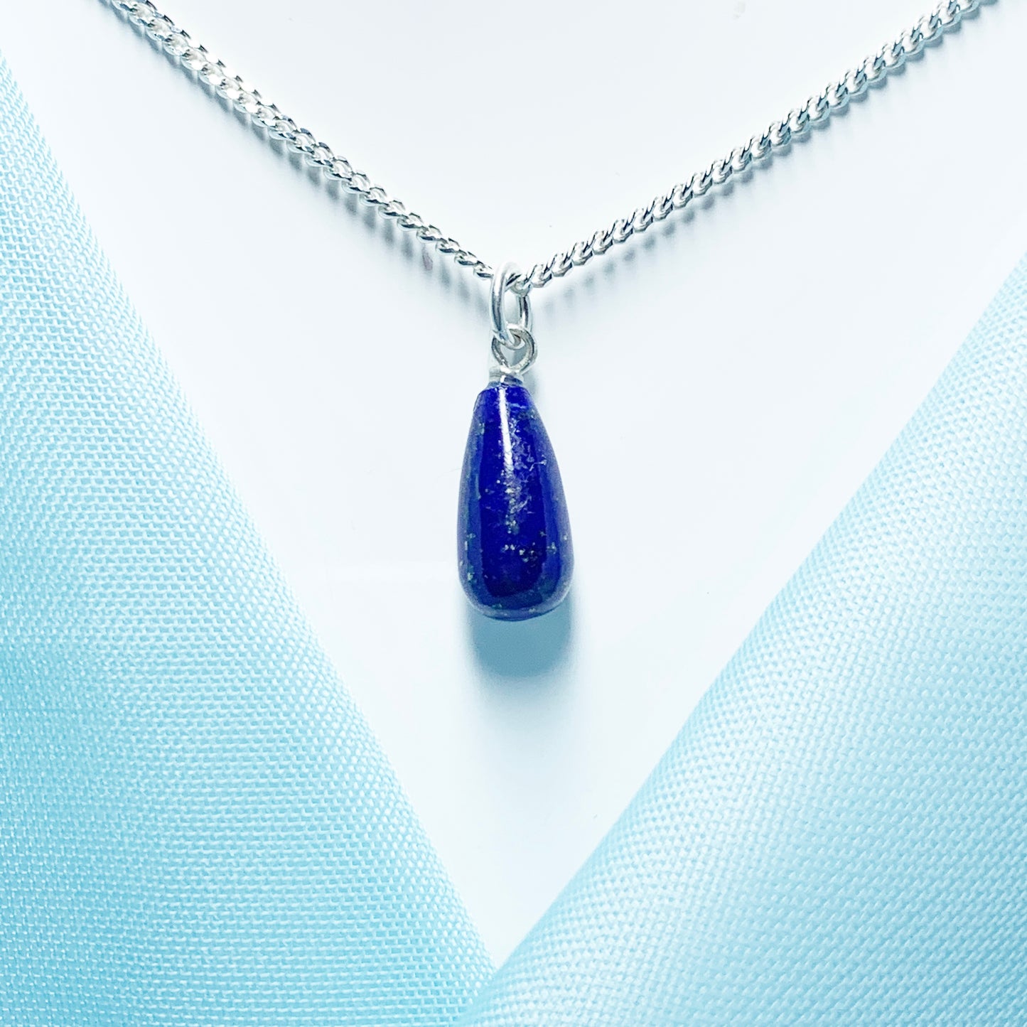 Small Lapis Lazuli Peardrop Sterling Silver Necklace