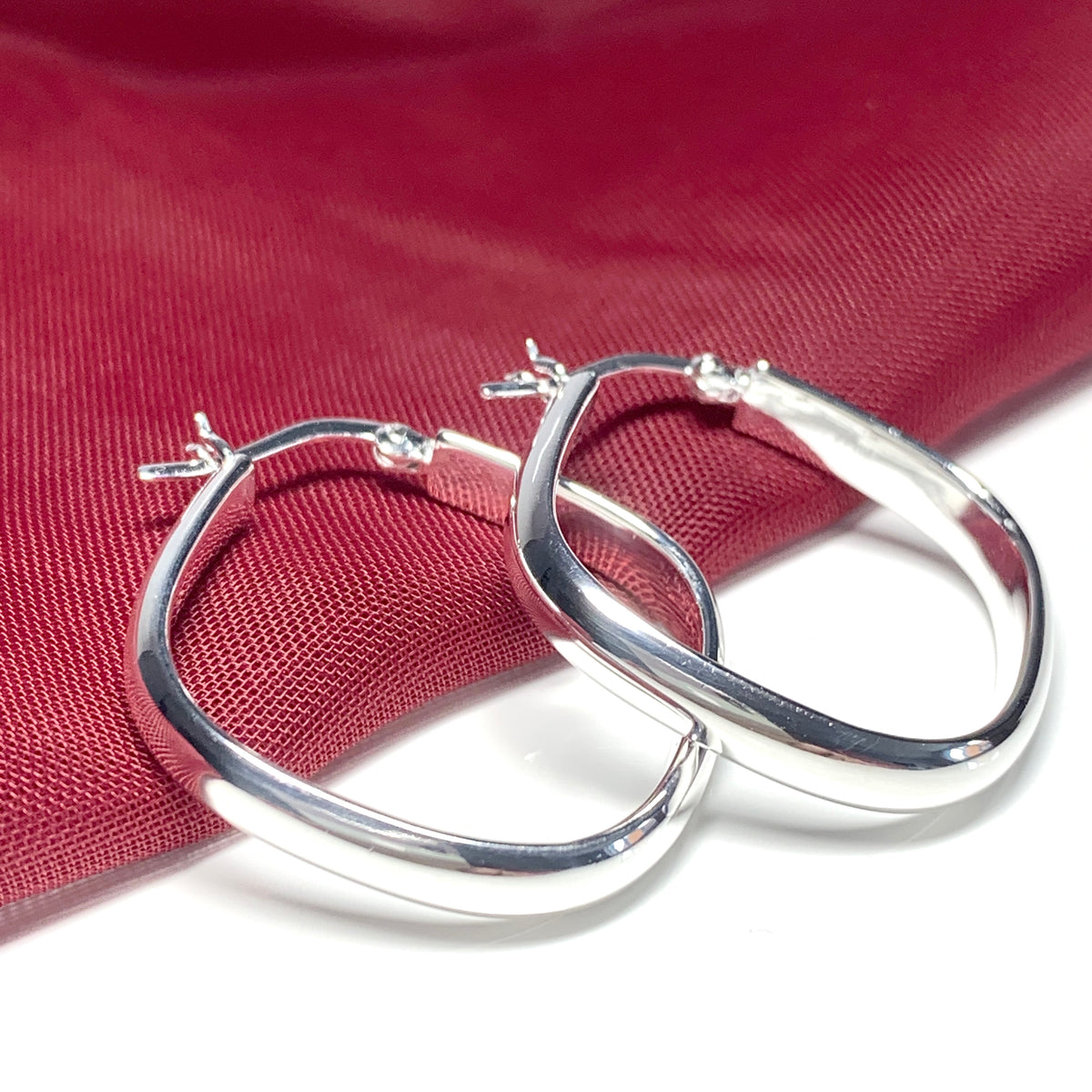 Sterling silver plain polished square hooped earrings