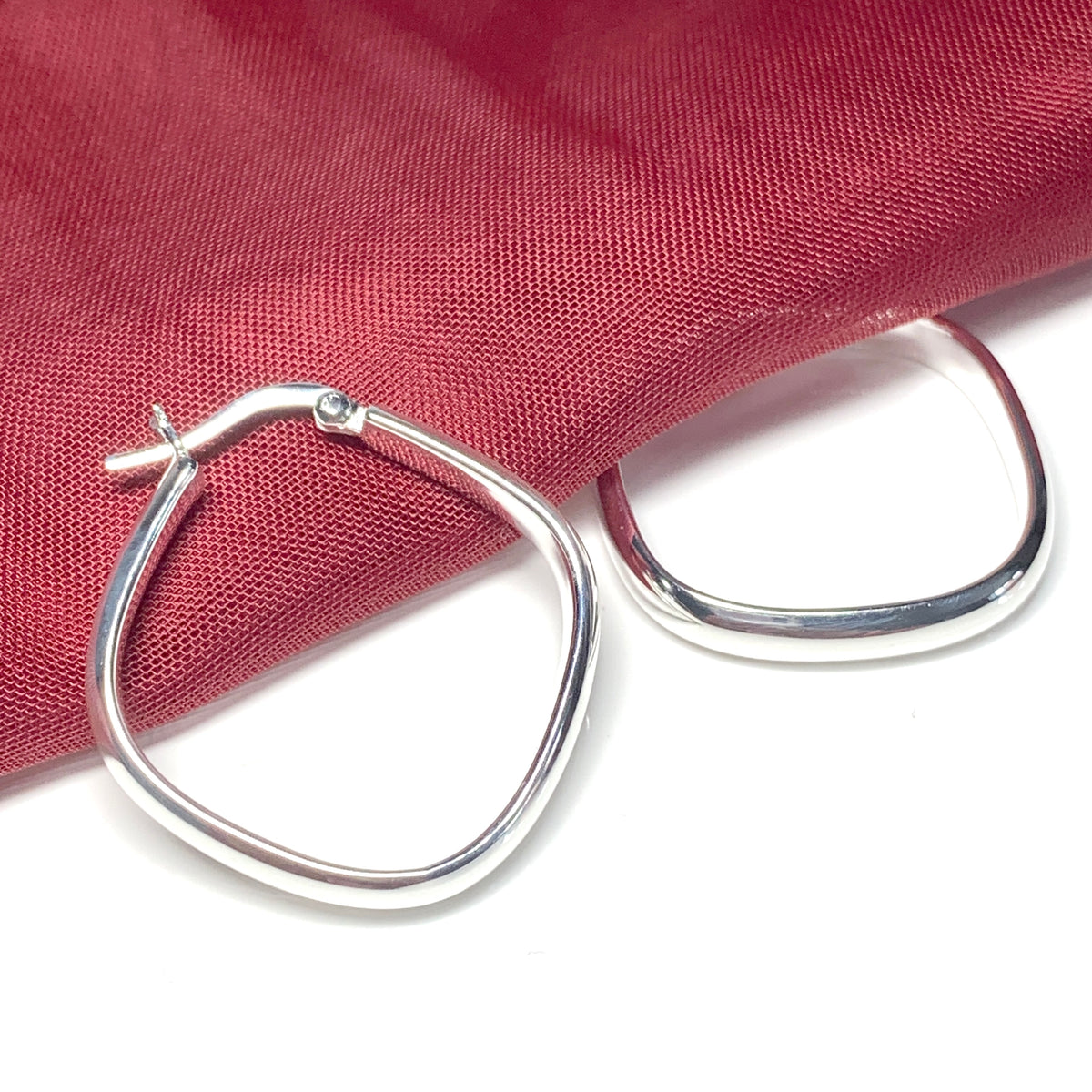 Sterling silver plain polished square hooped earrings