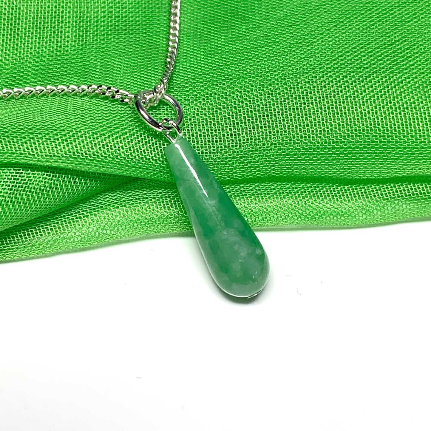 Tear Drop Jade Necklace Pendent Sterling Silver