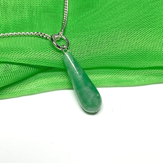 Tear Drop Jade Necklace Pendant Sterling Silver