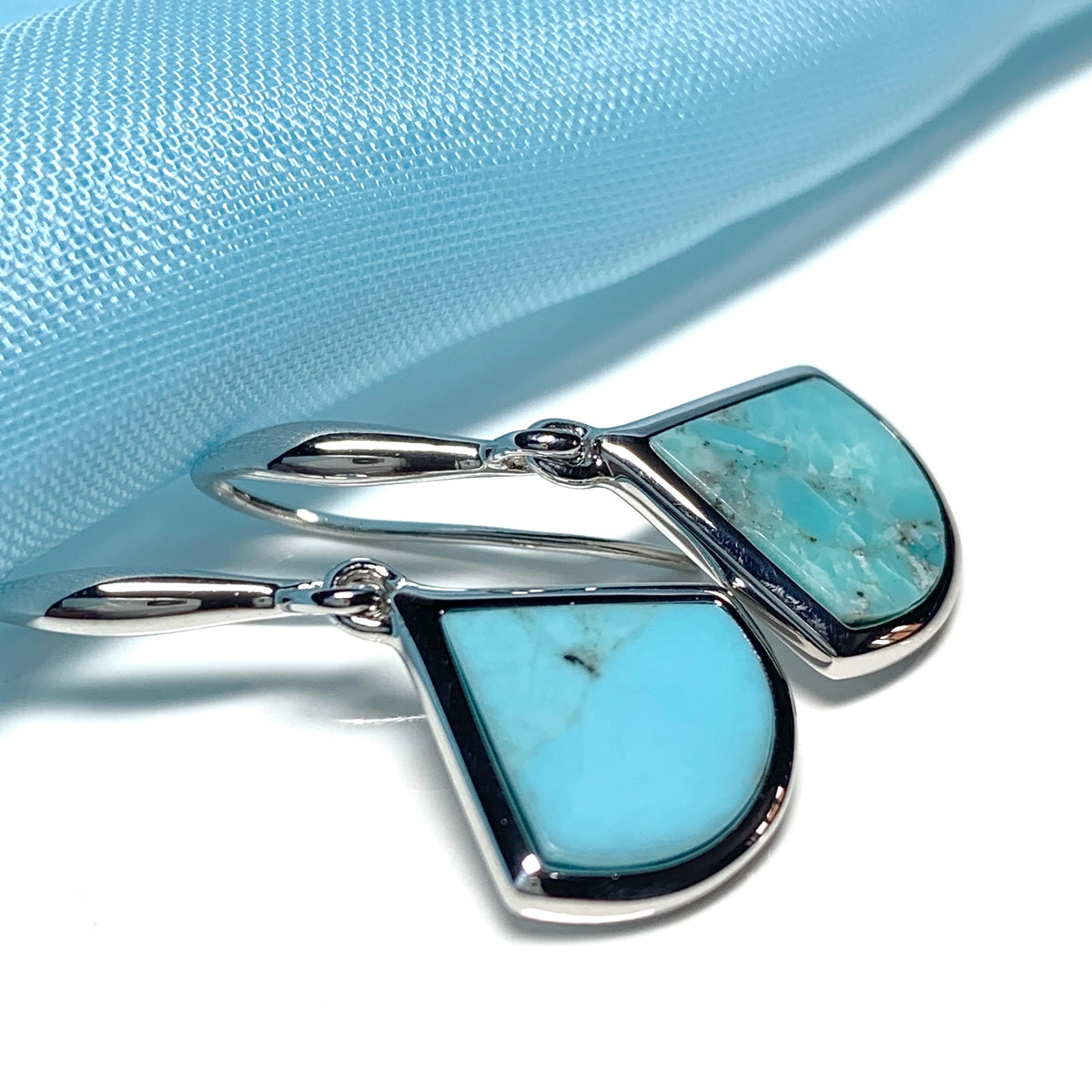Turquoise Blue Green Cone Triangle Sterling Silver Drop Earrings