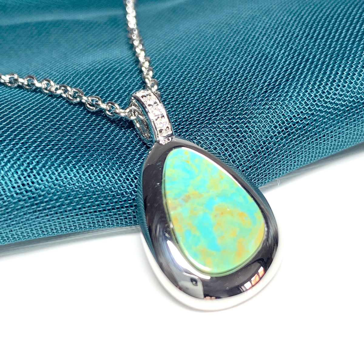 Turquoise Pear Shaped Sterling Silver Necklace