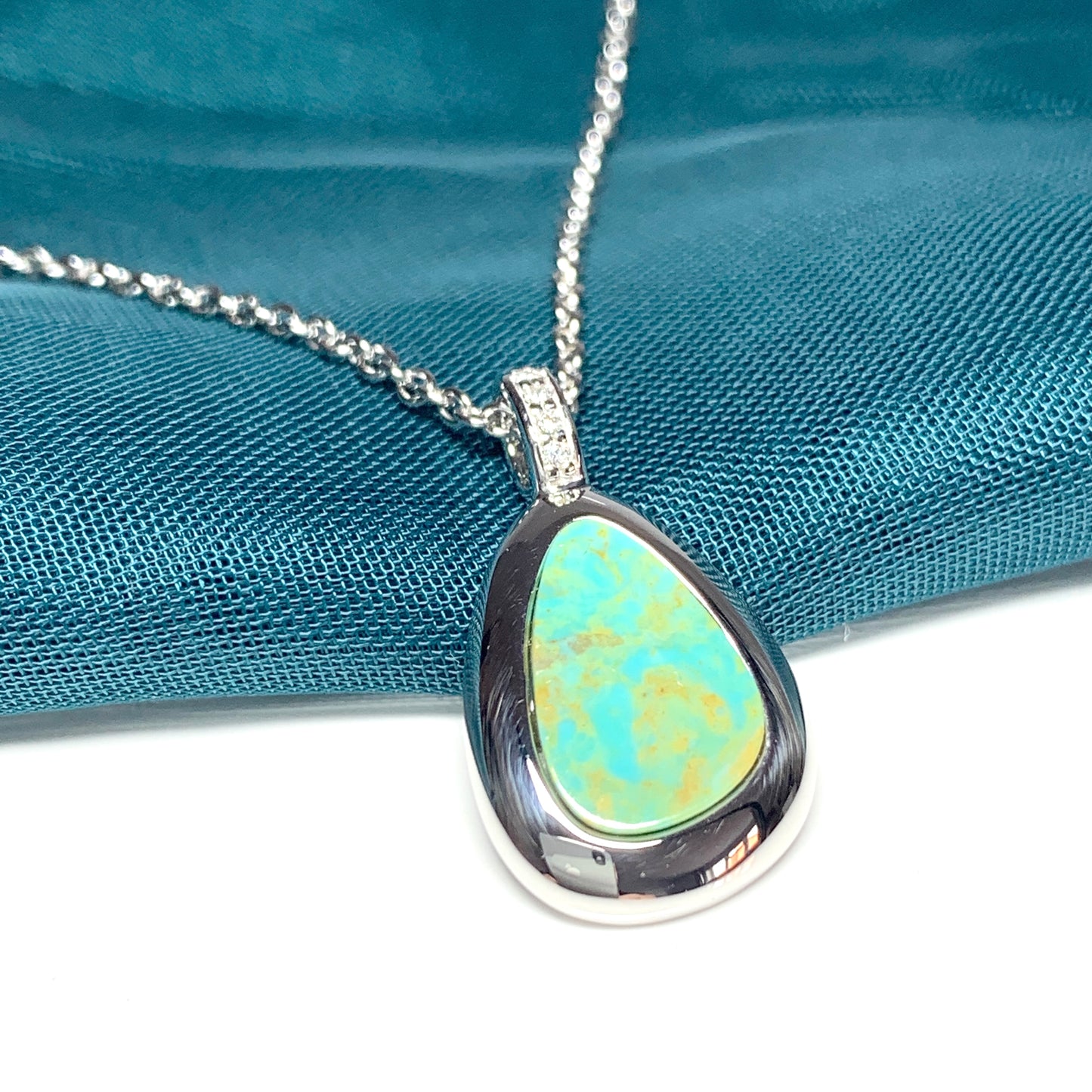 Turquoise Pear Shaped Sterling Silver Necklace