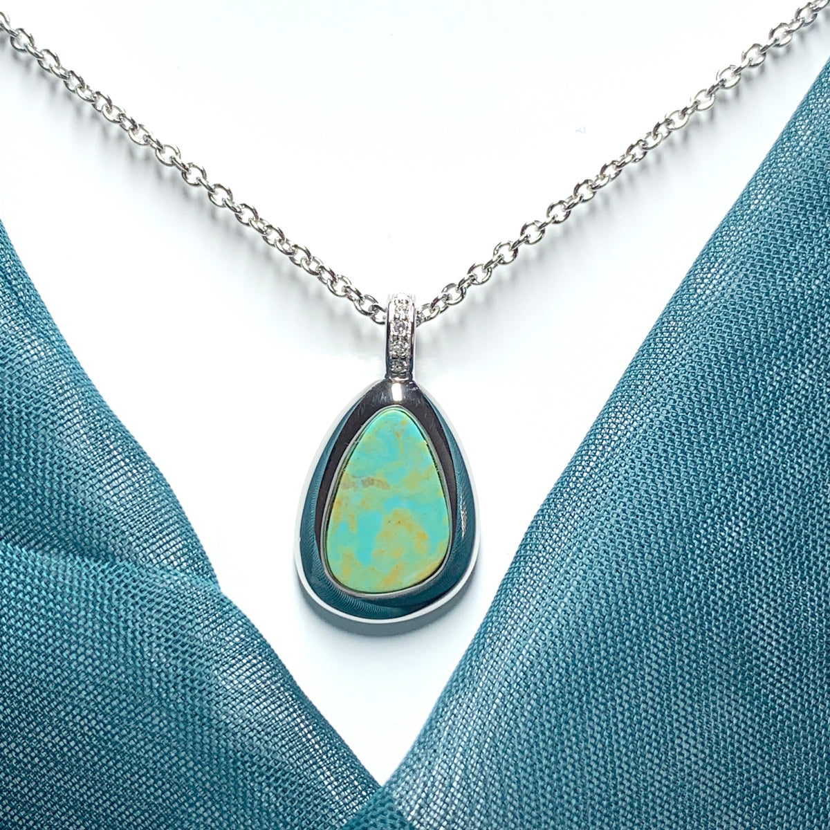 Turquoise Pear Shaped Sterling Silver Necklace