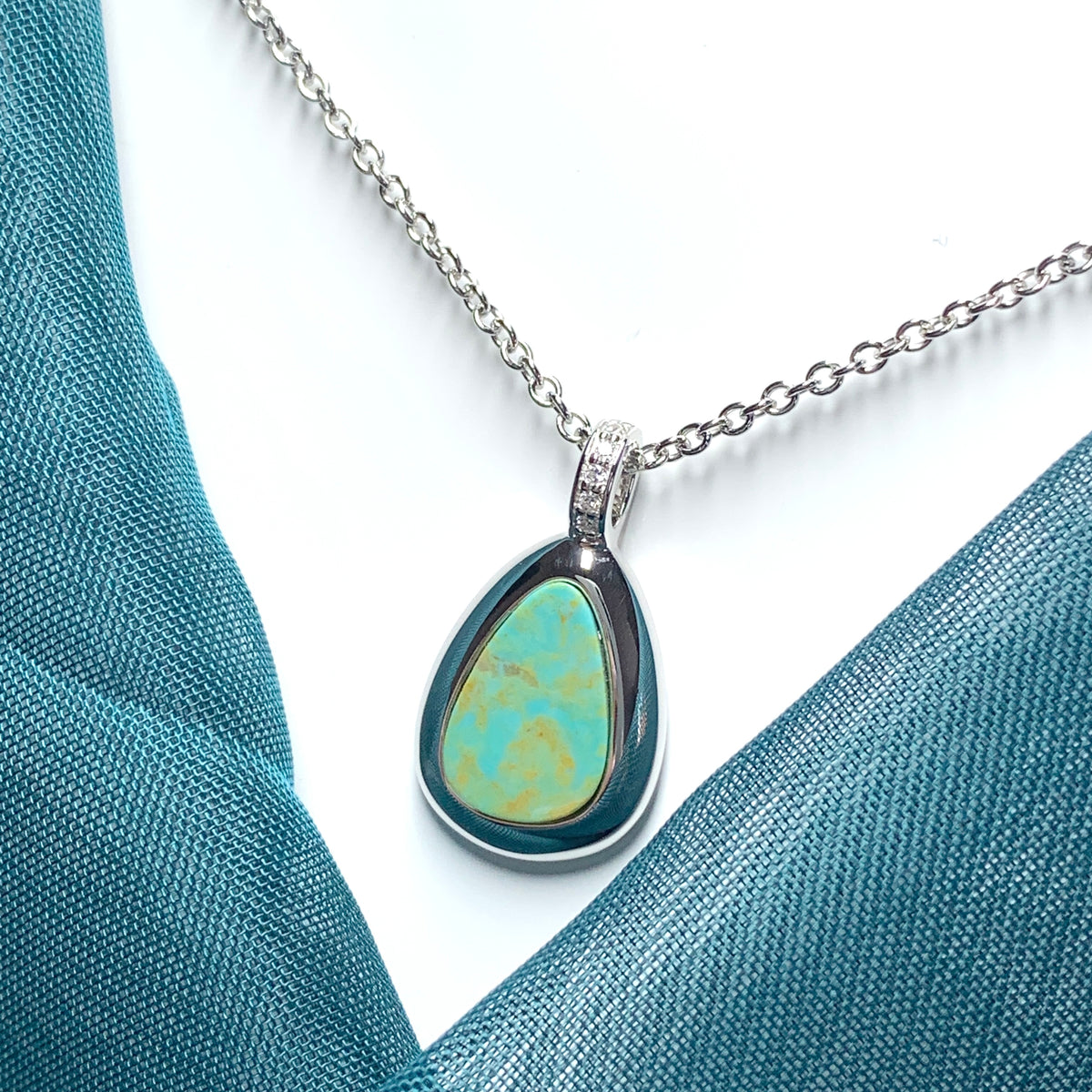 Turquoise Pear Shaped Sterling Silver Necklace