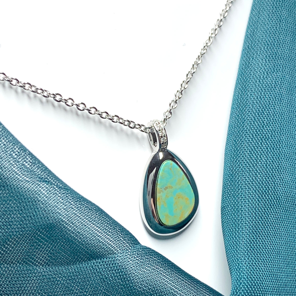 Turquoise Pear Shaped Sterling Silver Necklace