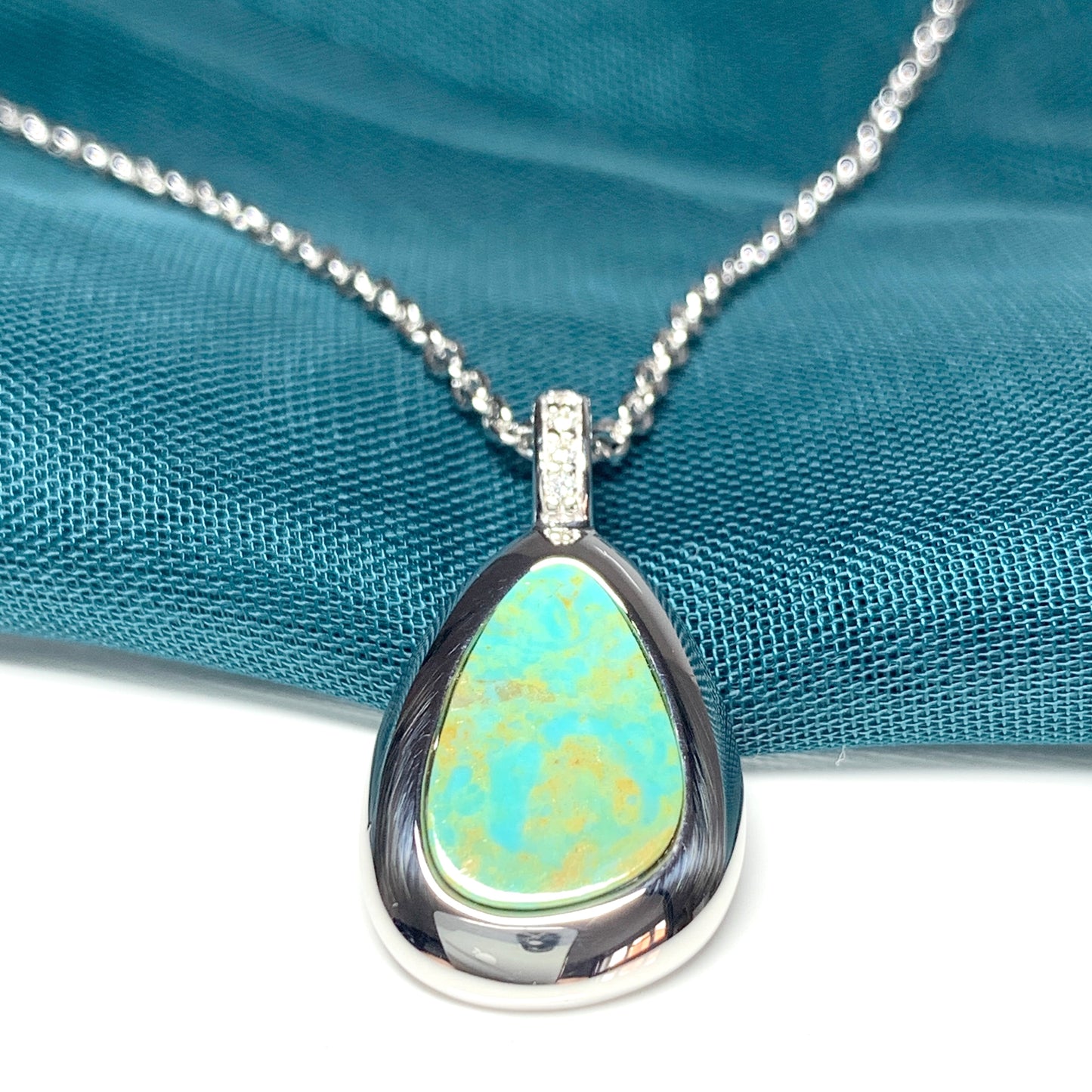 Turquoise Pear Shaped Sterling Silver Necklace