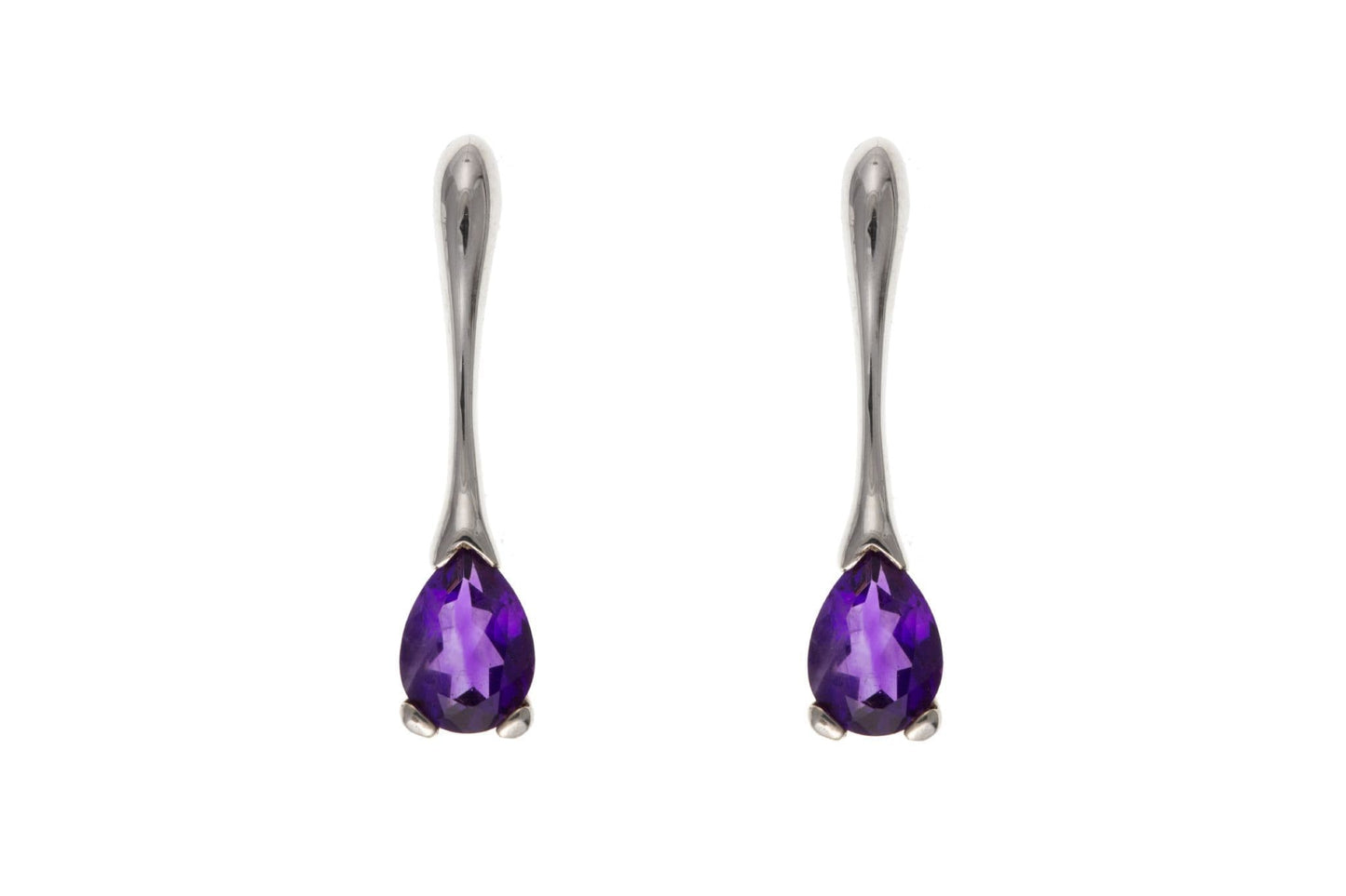 Amethyst sterling silver long drop earrings