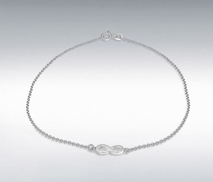 Anklet Sterling Silver Infinity Solid Ladies Ankle Chain