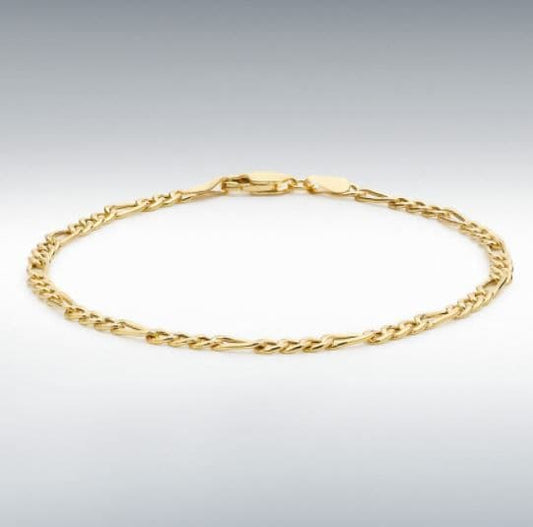 Anklet Yellow Gold Ladies 3 + 1 Figaro Ankle Chain