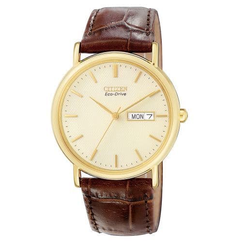Citizen Watch Stainless Steel with Yellow Gold Ion Plating Eco-Drive Mens Straps BM8242-08P