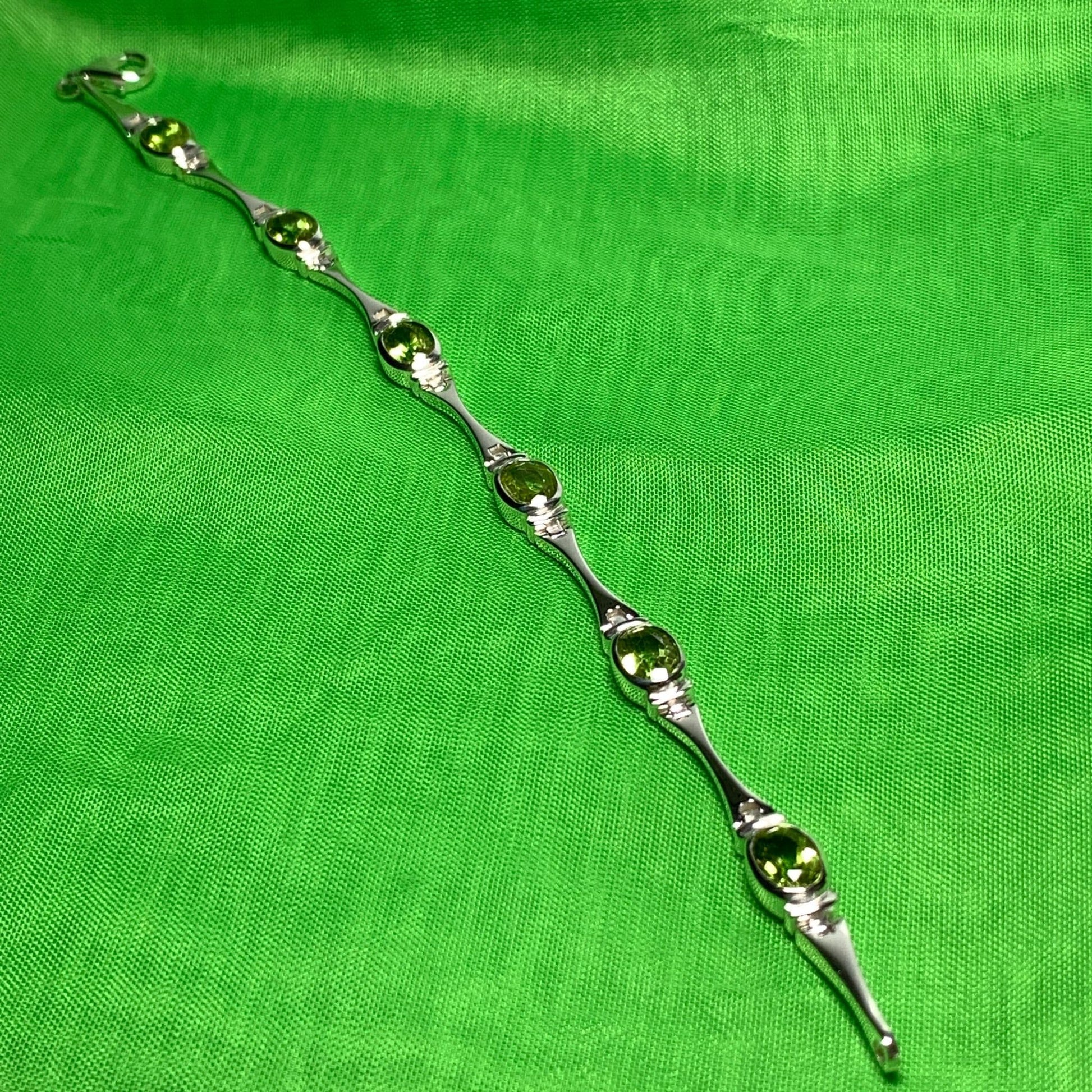 Oval shaped peridot green bracelet
