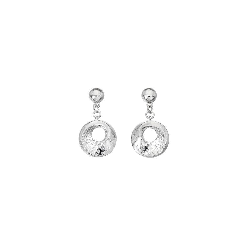 Hot Diamonds Sterling Silver Quest Circle Round Drop Earrings DE649