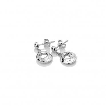 Hot Diamonds Sterling Silver Quest Circle Round Drop Earrings DE649