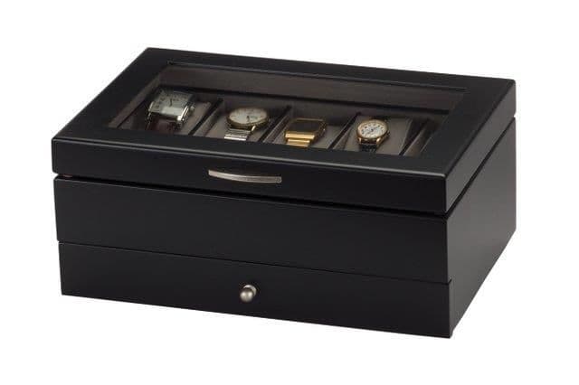 Large Black Wooden 10 Piece Watch Box Mele & Co