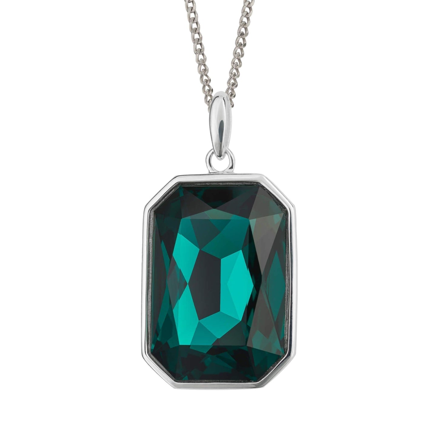 Large emerald green crystal octagonal necklace