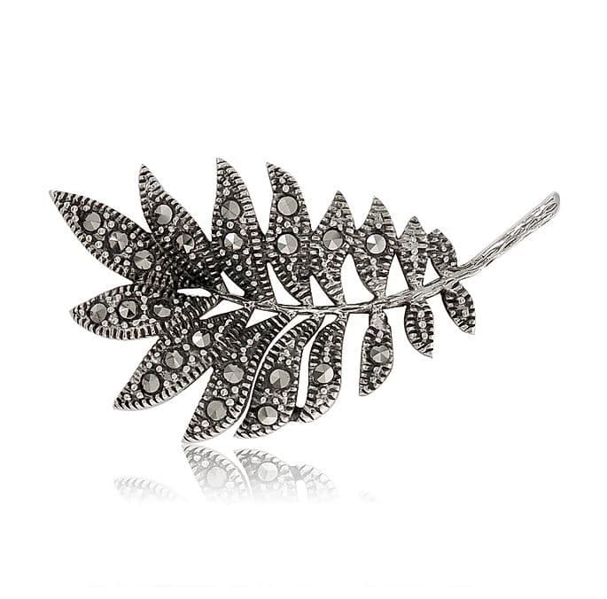Leaf Brooch Sterling Silver Marcasite