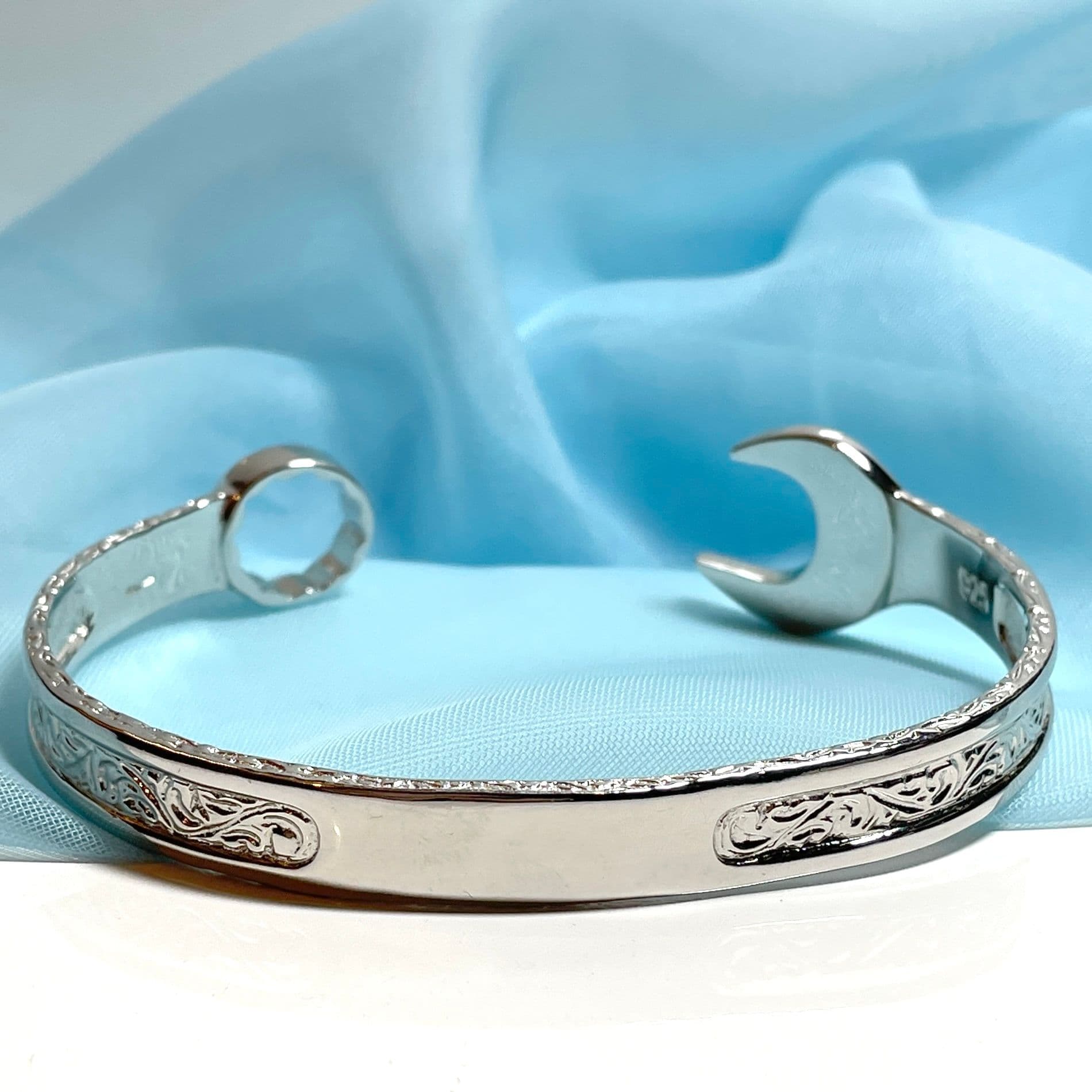 Men's solid sterling silver mechanics spanner torque bangle