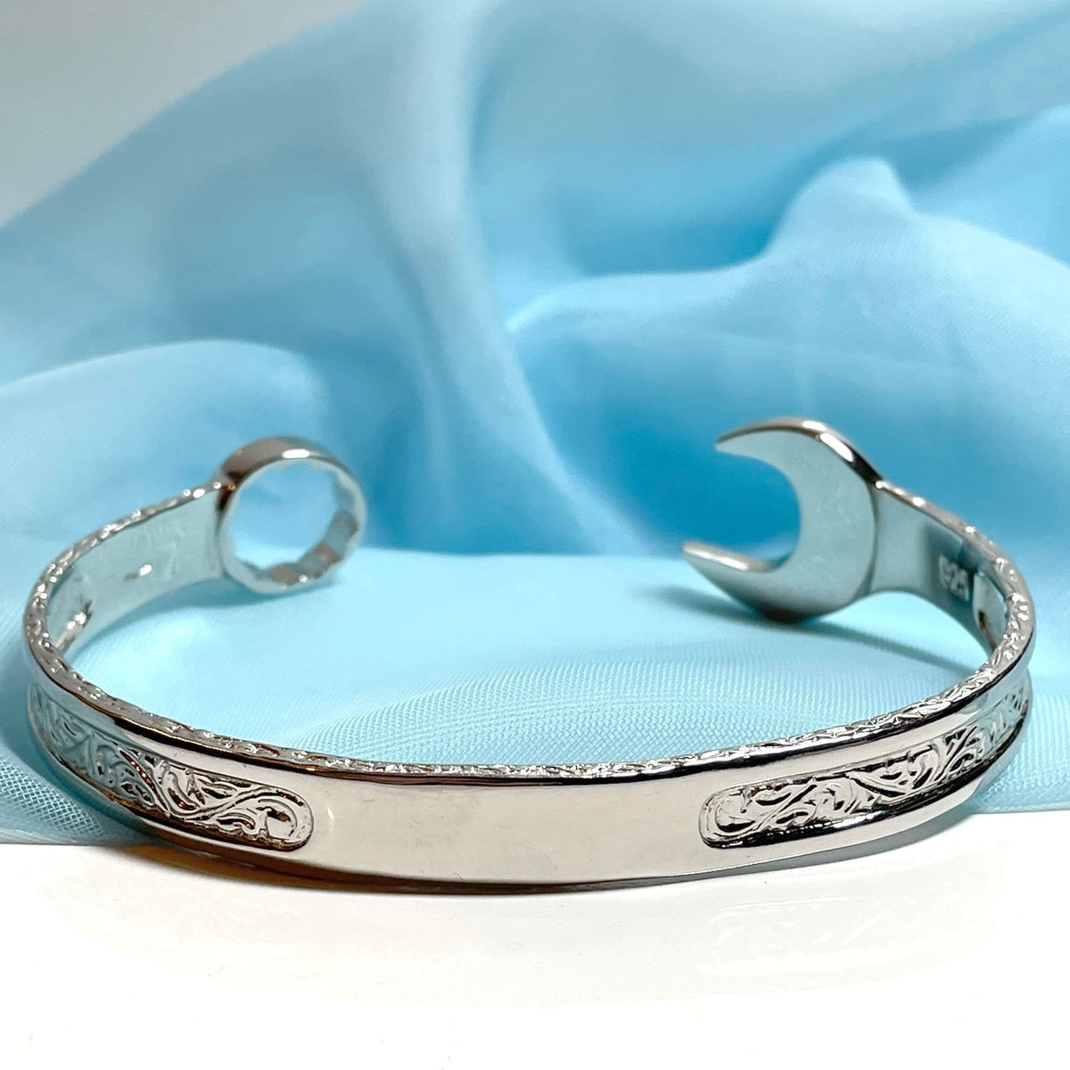 Men's solid sterling silver mechanics spanner torque bangle