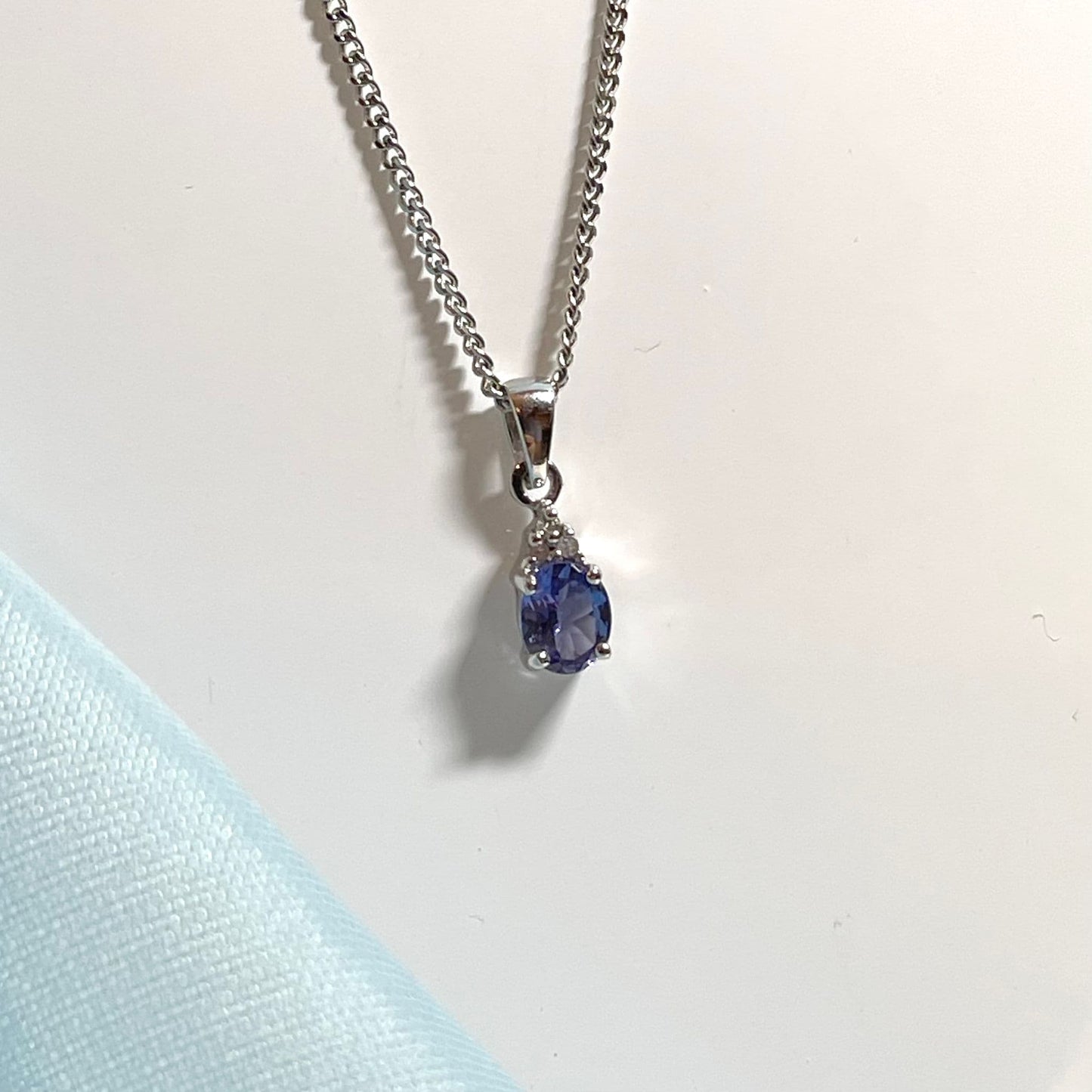 Oval Tanzanite And Diamond White Gold Necklace