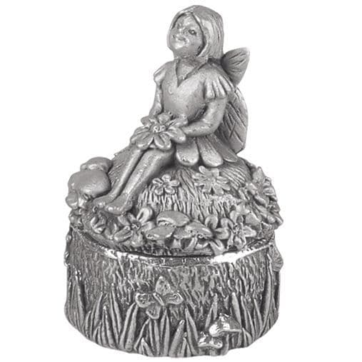 Pewter First Tooth Fairy Guardian Angel Sitting First Tooth Box Christening Gift