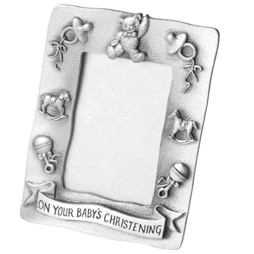 Pewter Photograph Frame Christening Gift