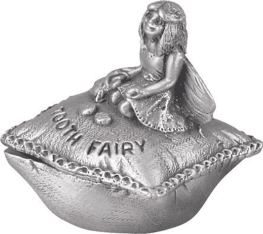 Pewter Tooth Fairy On Pillow First Tooth Box Christening Gift