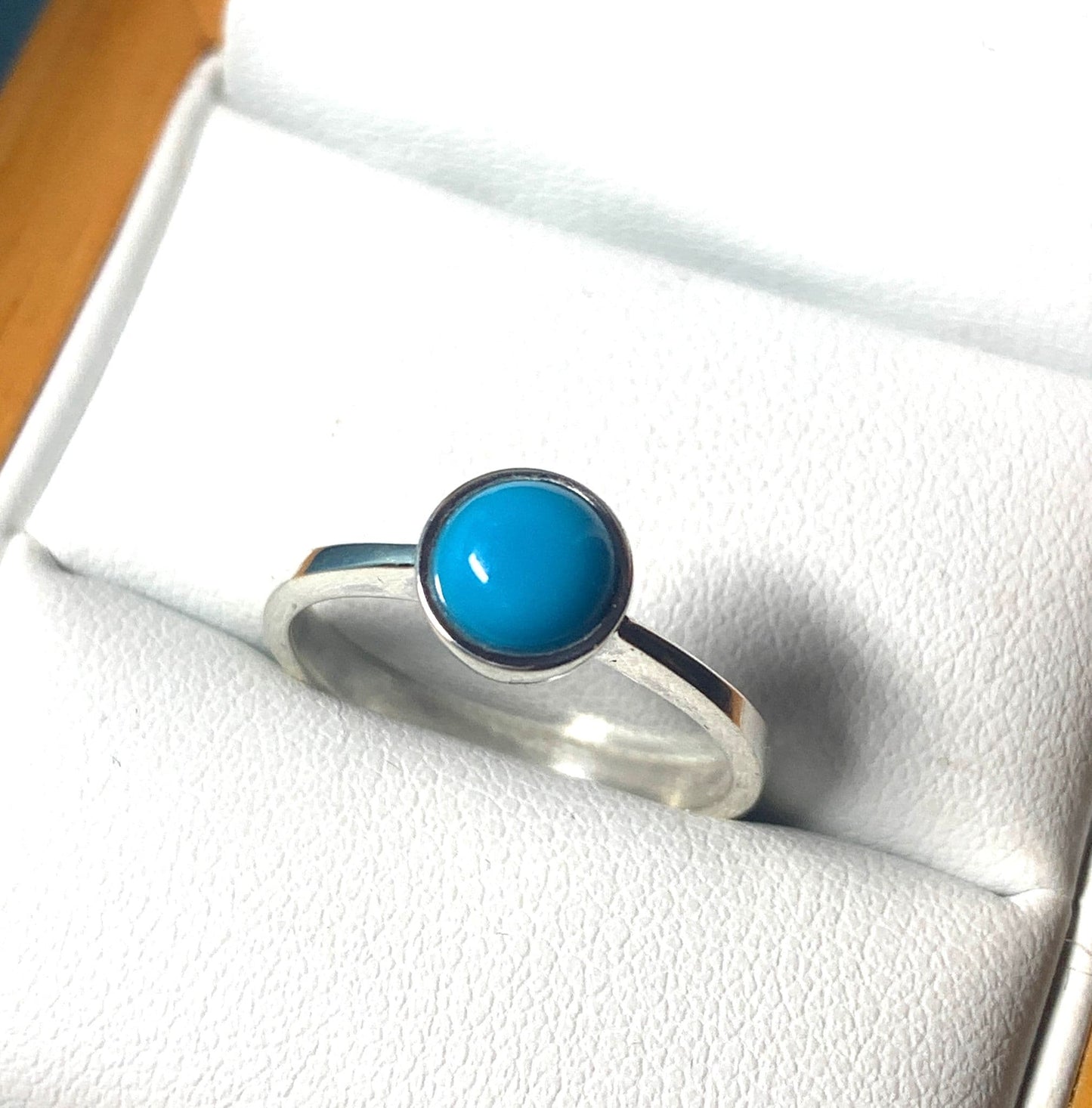 Round Blue Turquoise Sterling Silver Ring