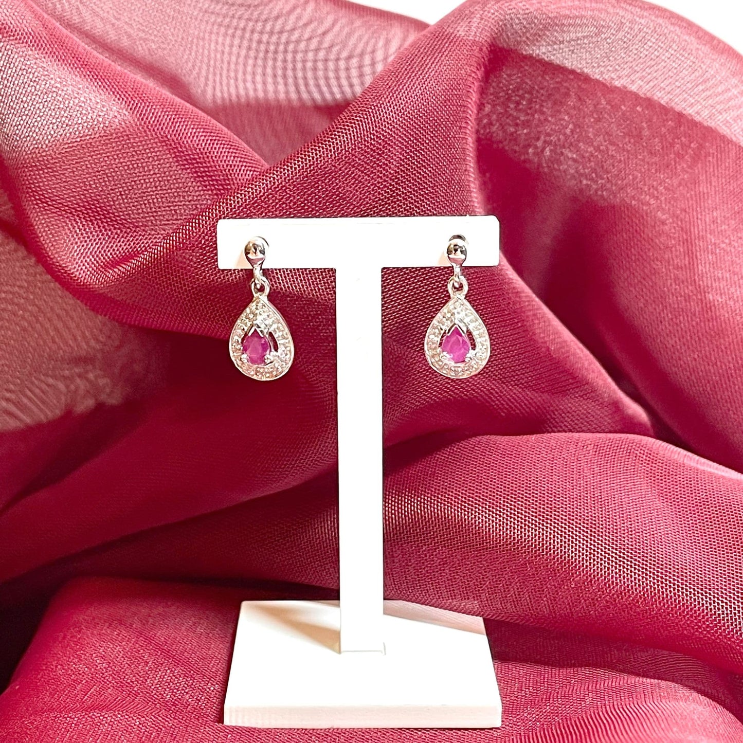 Ruby and diamond drop earrings