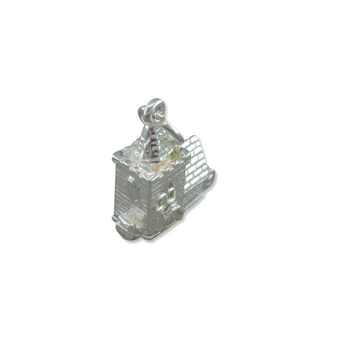 Sterling Silver Church Solid Charm Medium