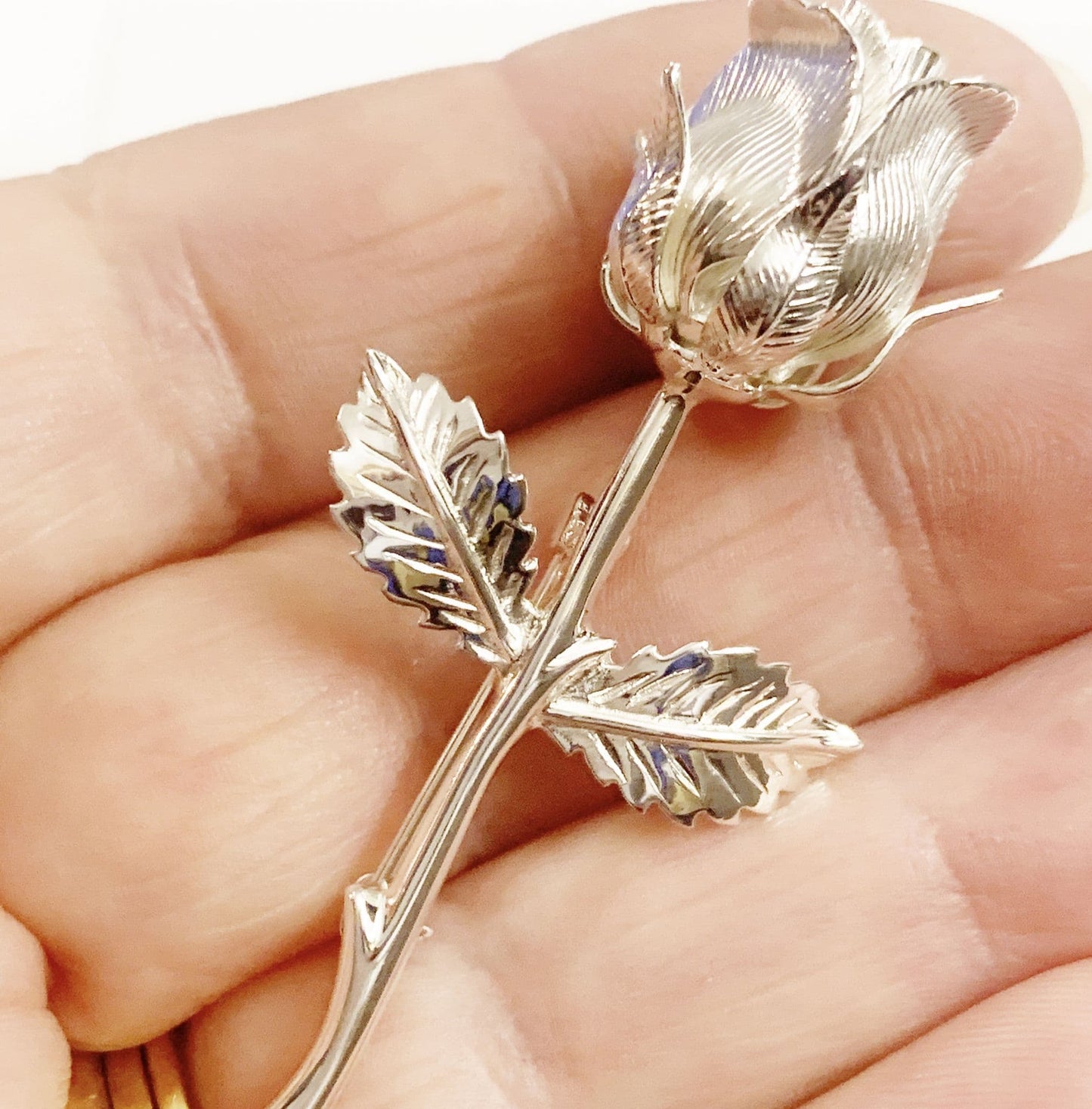 Sterling Silver Rose Shaped Brooch