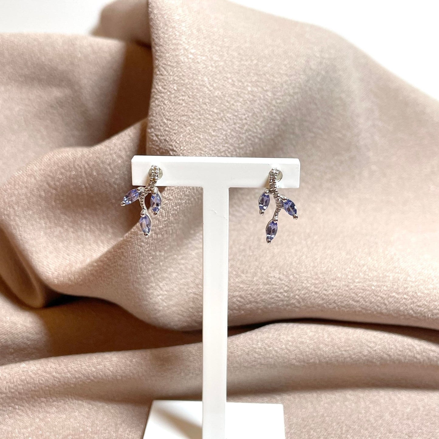 Tanzanite And Diamond White Gold Stud Spray Earrings