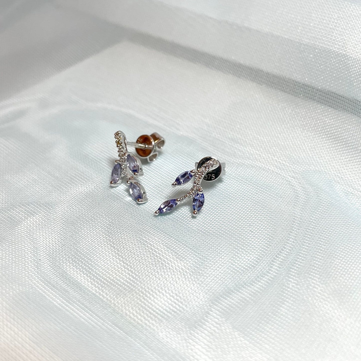 Tanzanite And Diamond White Gold Stud Spray Earrings