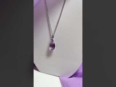 Teardrop purple amethyst white gold necklace