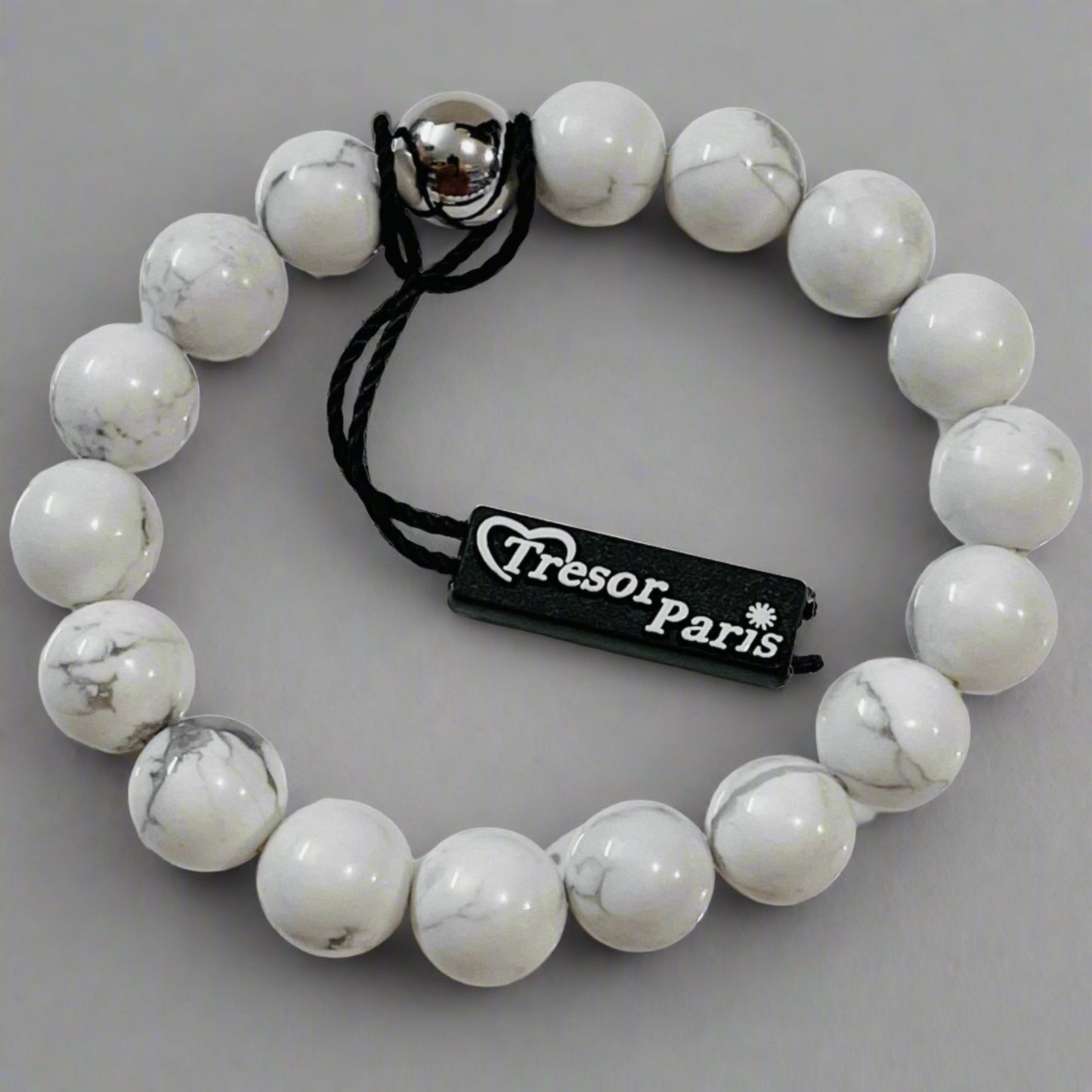 Tresor Paris 10mm White Turquoise Round Stretchy Bracelet