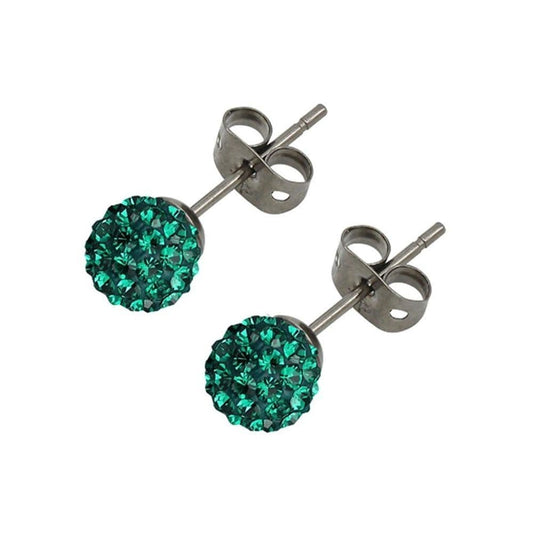 Tresor Paris Crystal Emerald Green Bon Bon Stud Earrings