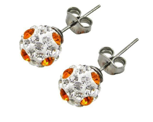 Orange and white Tresor Paris round stud earrings