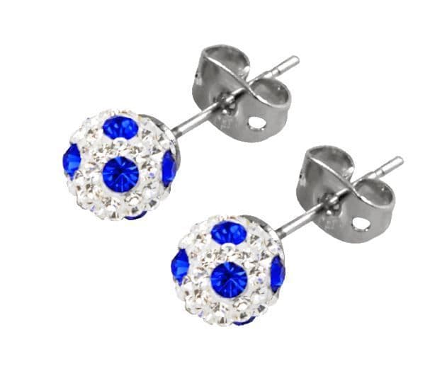 Tresor Paris Round Blue Polka Dot Bon Bon Stud Earrings