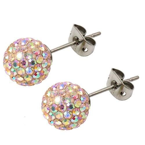Tresor Paris Crystal 10 mm Peach Gold Large Round Stud Earrings
