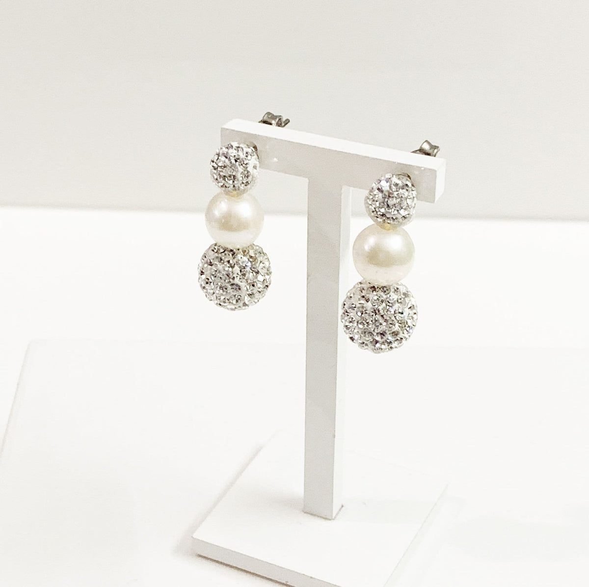 Tresor Paris White and Pearl Stud Earrings